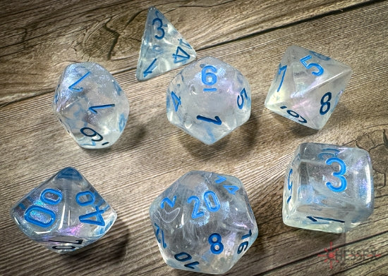 Chessex Polyhedral 7-Die Würfel-Set Borealis - Icicle/Hellblau