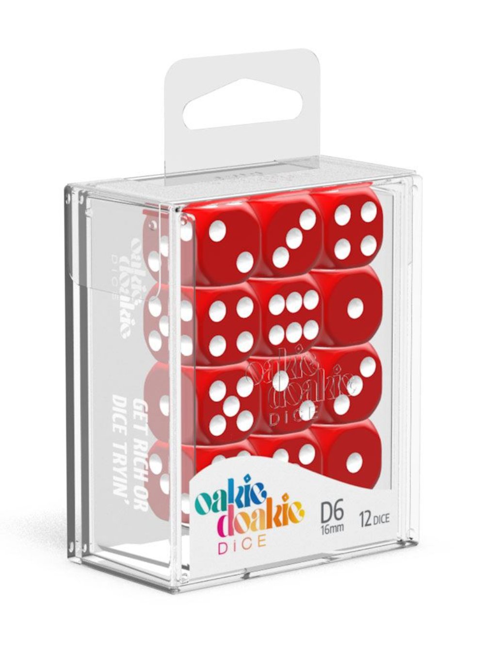 Oakie Doakie Dice W6 Würfel 16 mm Solid - Rot (12)