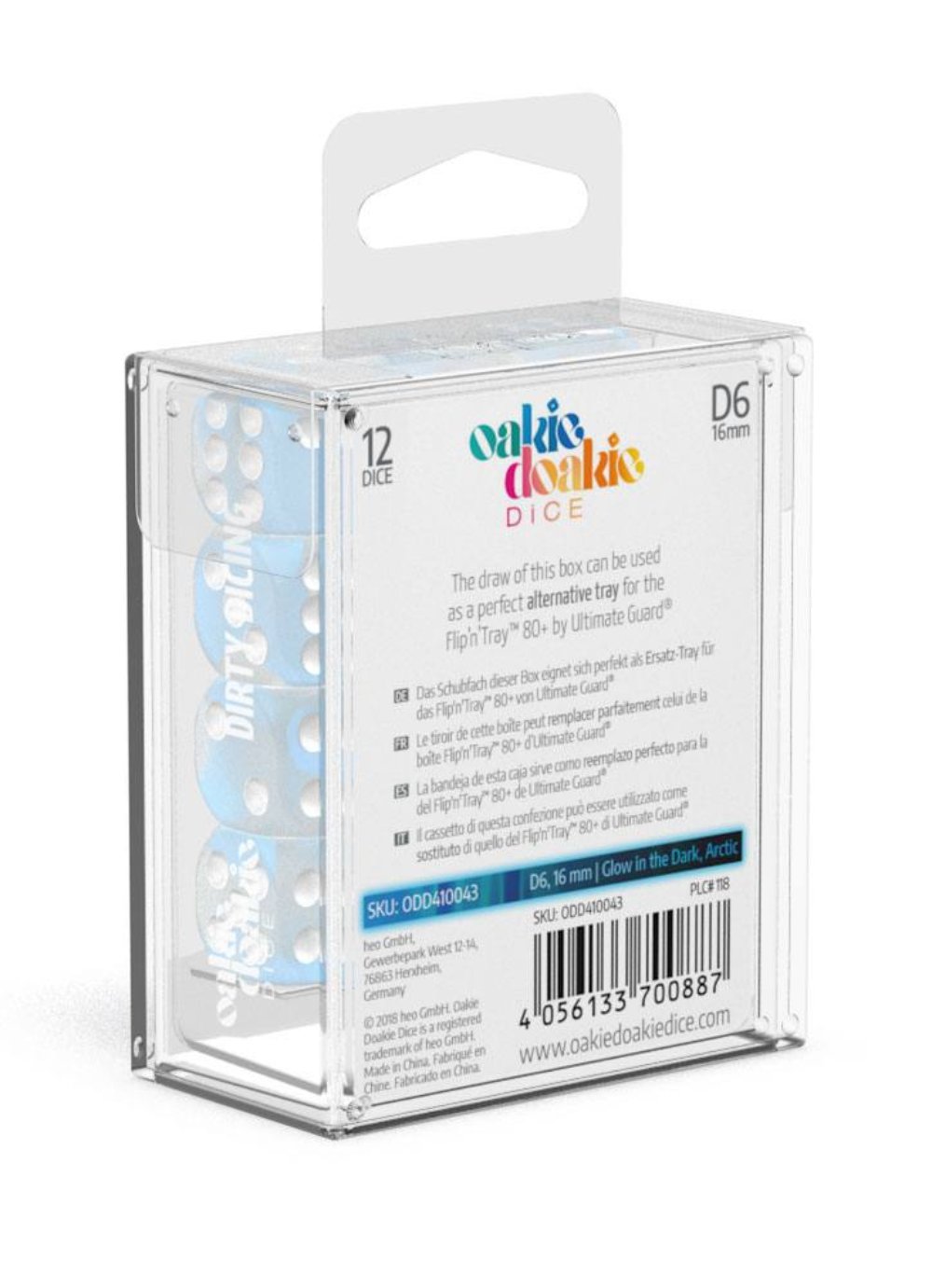 Oakie Doakie Dice W6 Würfel 16 mm Glow in the Dark - Arctic (12)