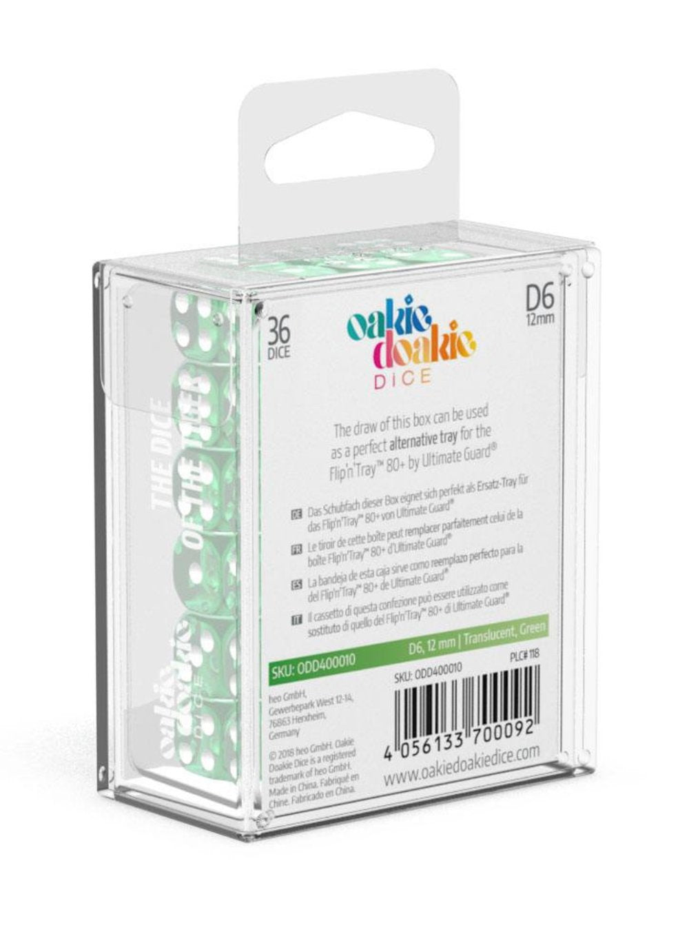 Oakie Doakie Dice W6 Würfel 12 mm Translucent - Grün (36)