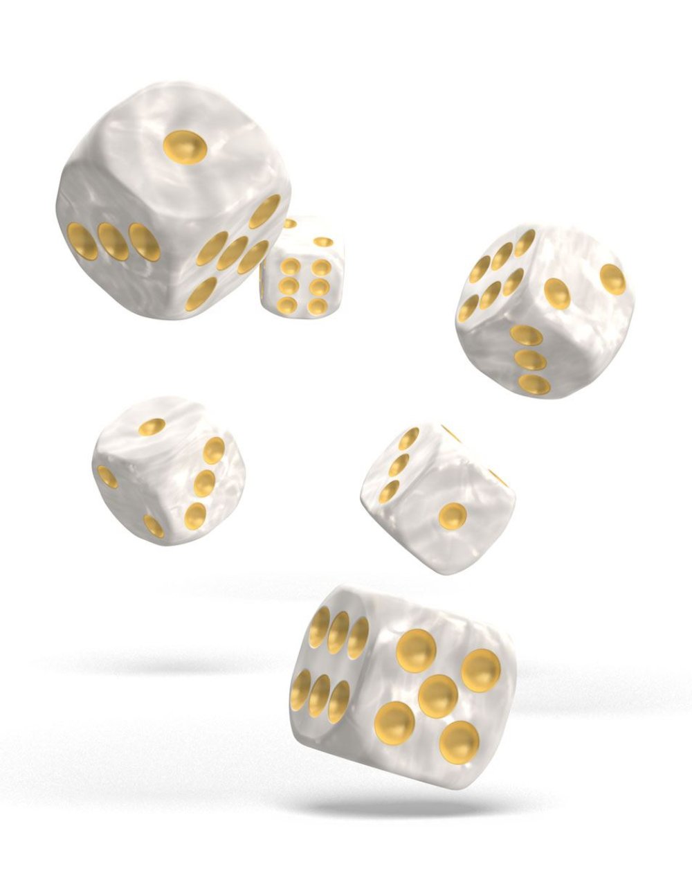 Oakie Doakie Dice W6 Würfel 16 mm Marble - Weiß (12)