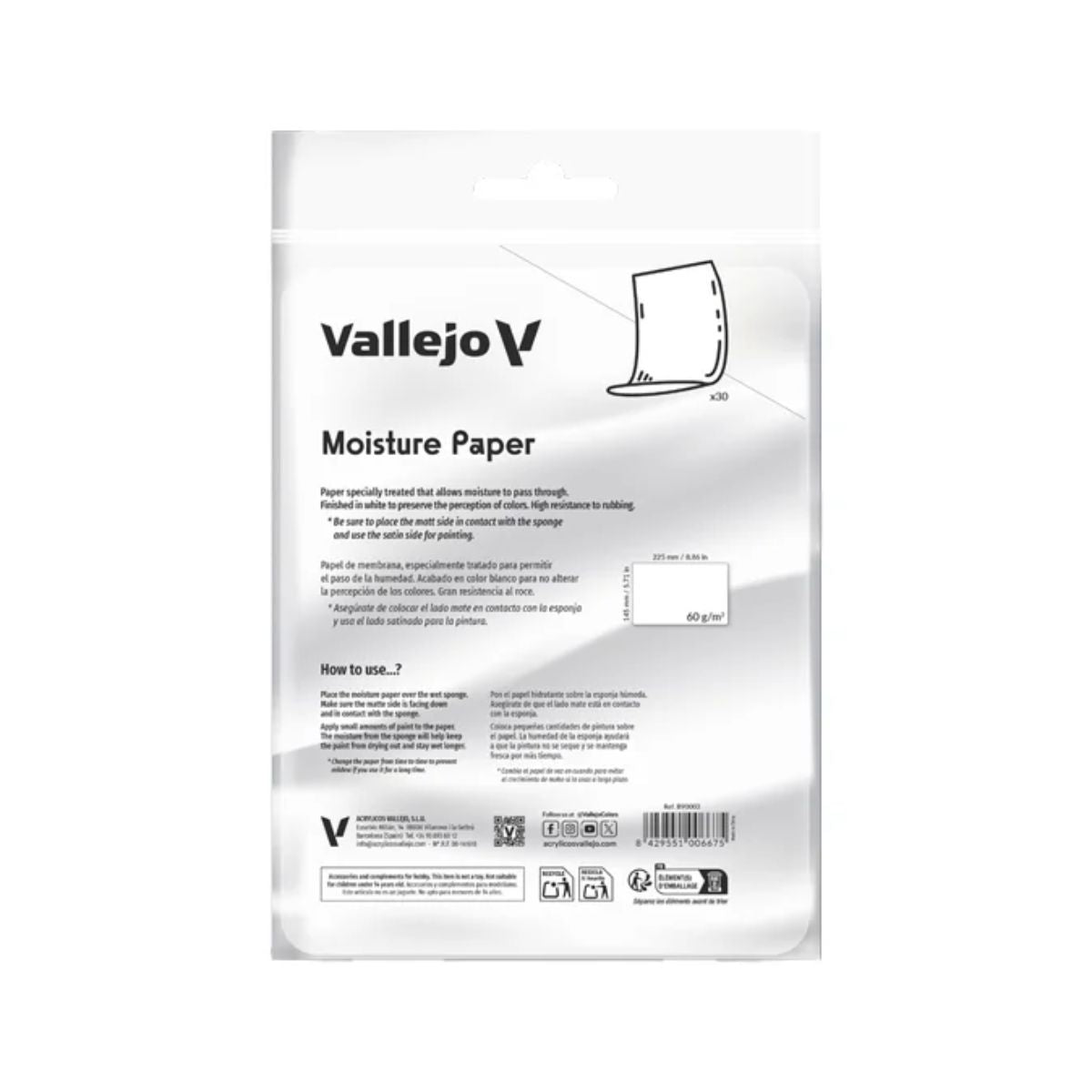 Vallejo 30 Blatt Moisture Paper Wet Palette
