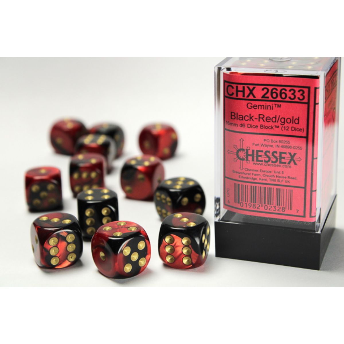 Chessex 16mm D6-Würfel-Set (12) Nebula / Schwarz/Weiß