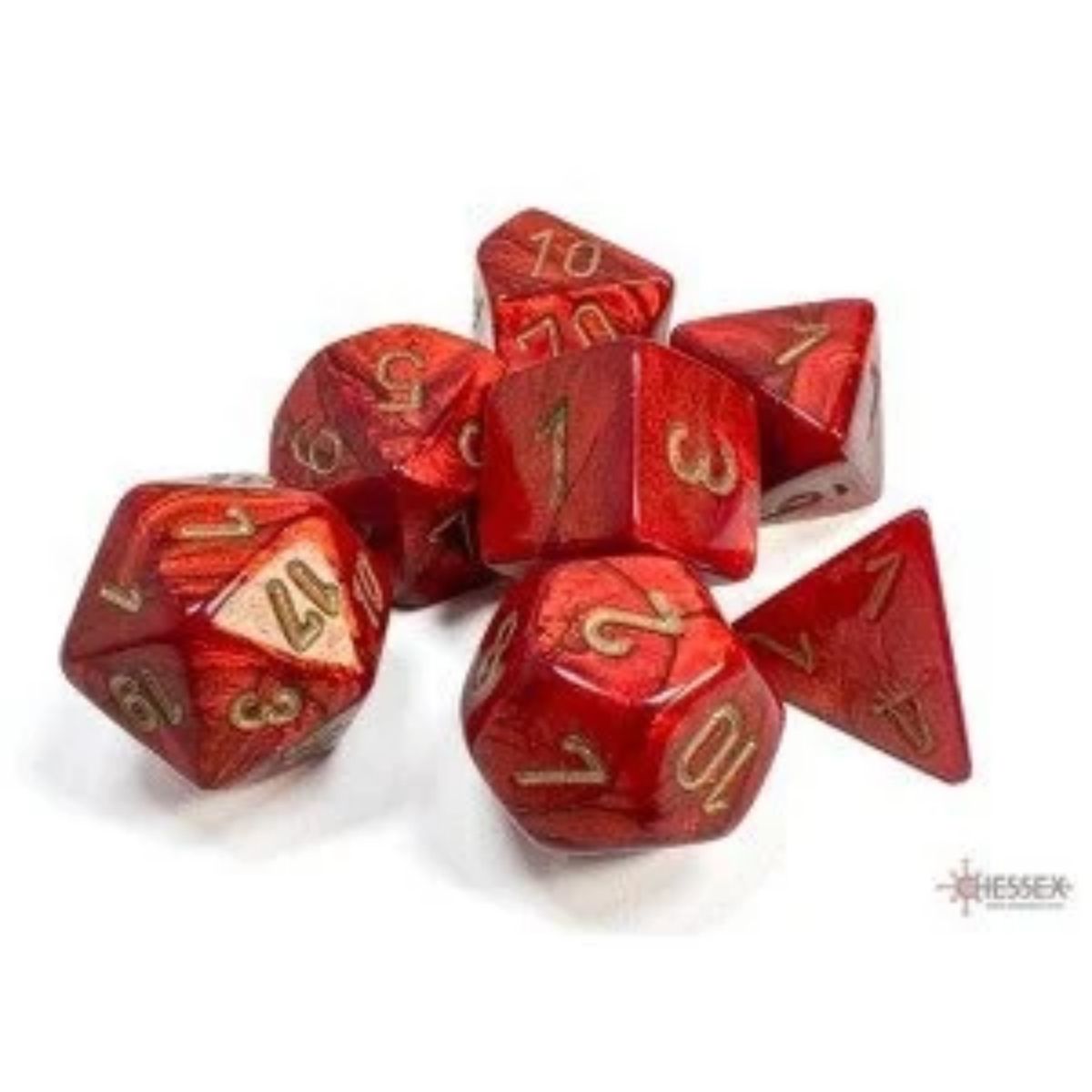 Chessex Scarab Scarlet/gold Polyhedral 7 Dice Set