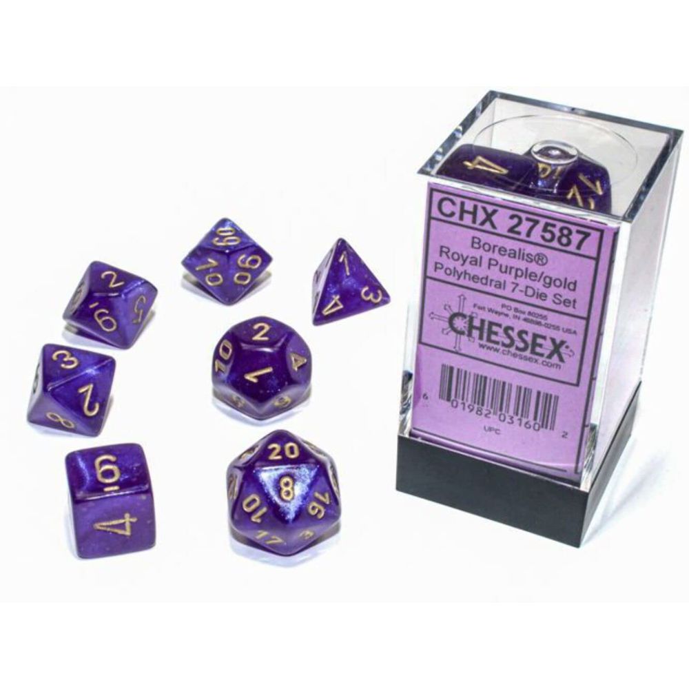 Chessex Polyhedral 7 Die Würfel-Set Vortex Lila/Gold