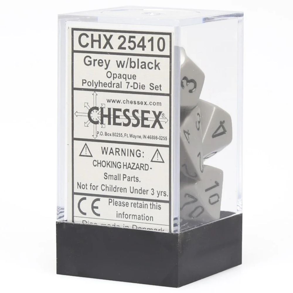 Chessex Polyhedral 7 Die Würfel-Set Opaque Grau/Schwarz