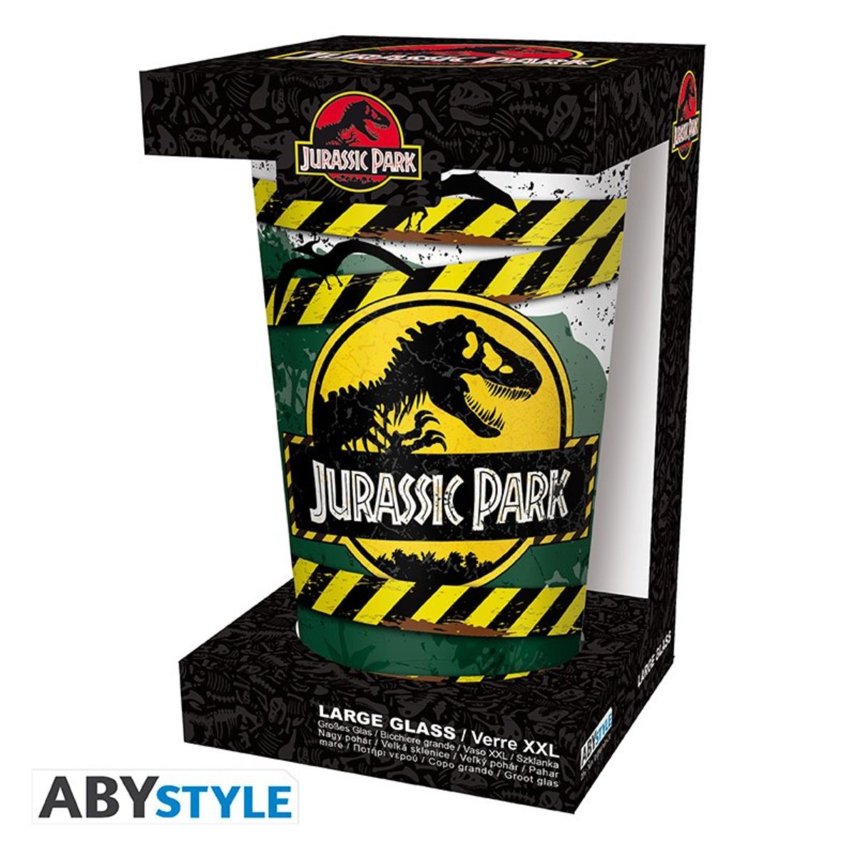Jurassic Park Large Glass 400ml -Danger High Voltage