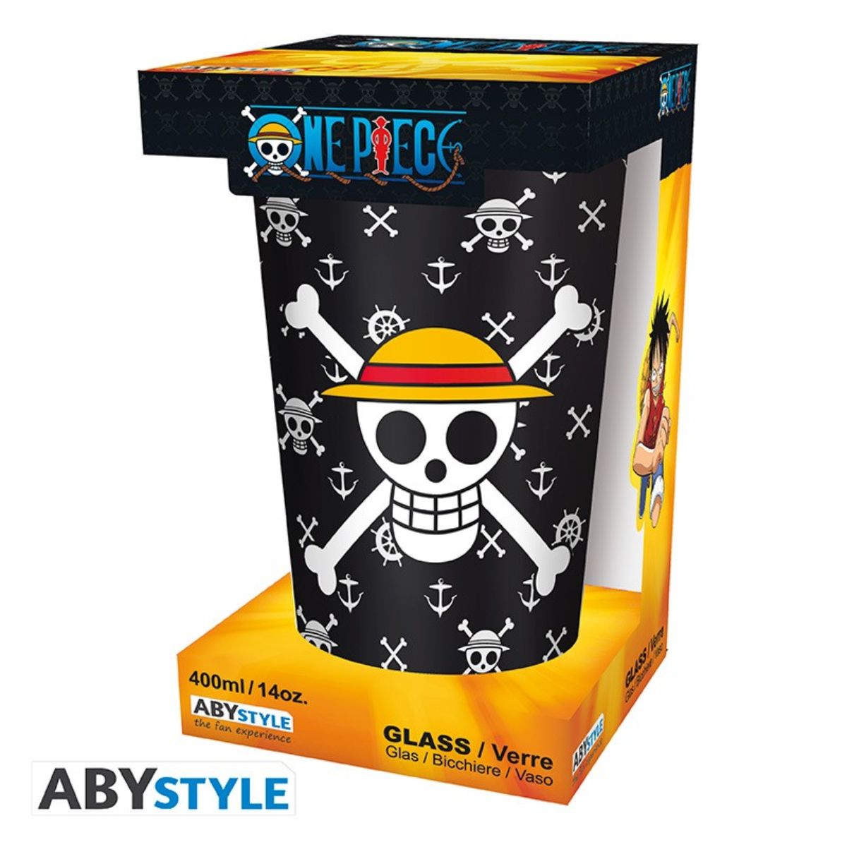 One Piece Large Glass 400ml Luffy Box
