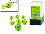 Chessex Mini-Polyhedral 7-Die Würfel-Set Luminary - Himmelsblau/Silber