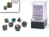 Chessex Mini-Polyhedral 7-Die Würfel-Set Festive - Seerose/Weiß