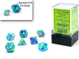 Chessex Mini-Polyhedral 7-Die Würfel-Set Borealis - Lila/Gold