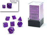 Chessex Mini-Polyhedral 7-Die Würfel-Set Luminary - Himmelsblau/Silber