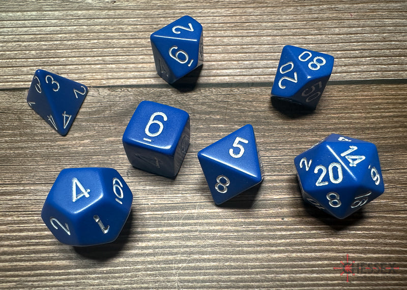 Chessex Polyhedral 7 Die Würfel-Set Opaque Blau/Weiß