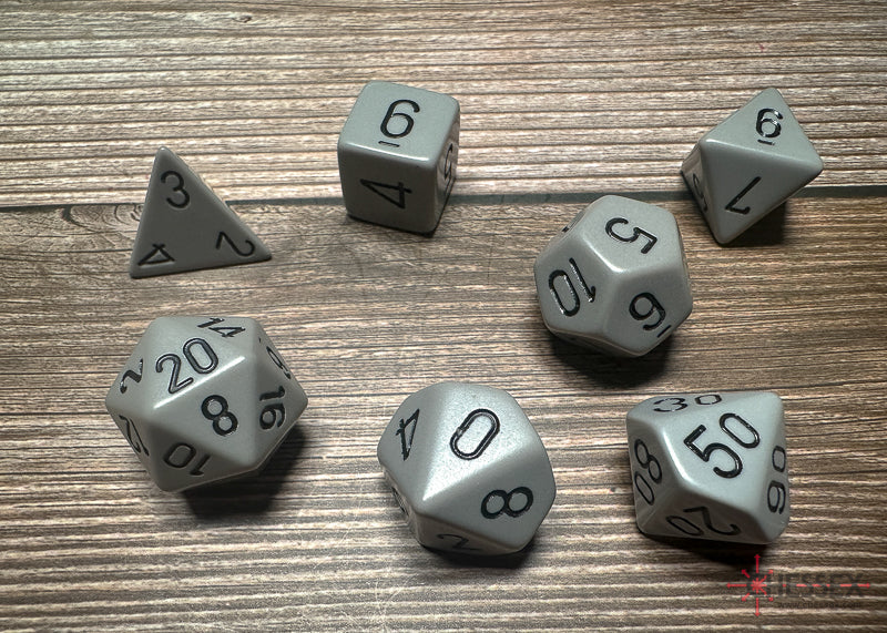 Chessex Polyhedral 7 Die Würfel-Set Gemini  Schwarz-Grau/Grün