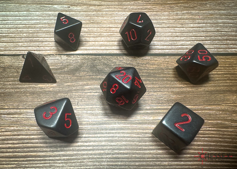 Chessex Polyhedral 7 Die Würfel-Set Gemini  Schwarz-Grau/Grün