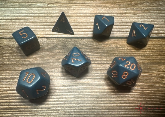 Chessex Polyhedral 7 Die Würfel-Set Gemini  Schwarz-Grau/Grün