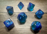 Chessex Polyhedral 7 Die Würfel-Set Gemini  Schwarz-Grau/Grün