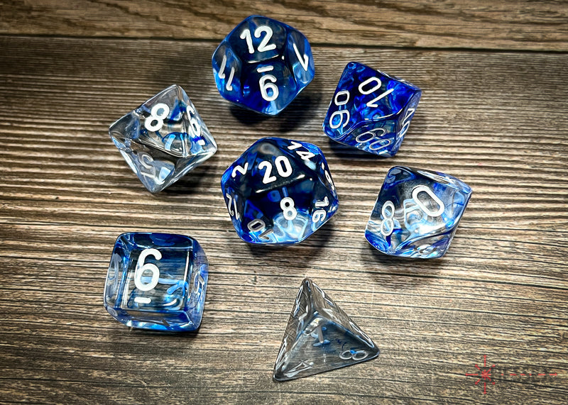 Chessex Polyhedral 7 Die Würfel-Set Gemini  Schwarz-Grau/Grün