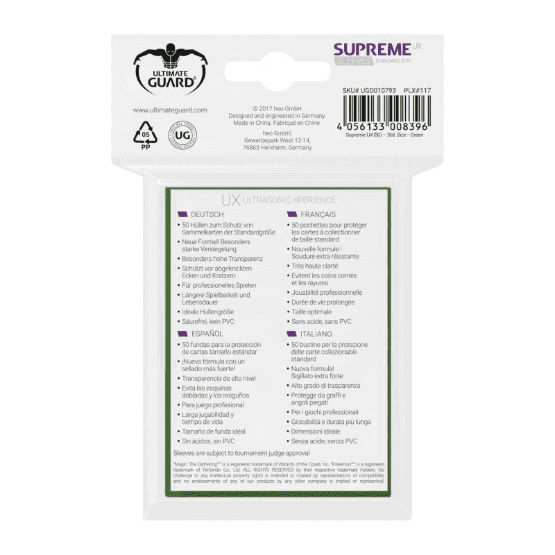 Ultimate Guard Supreme UX Sleeves Standardgröße Matt Light Green (50)