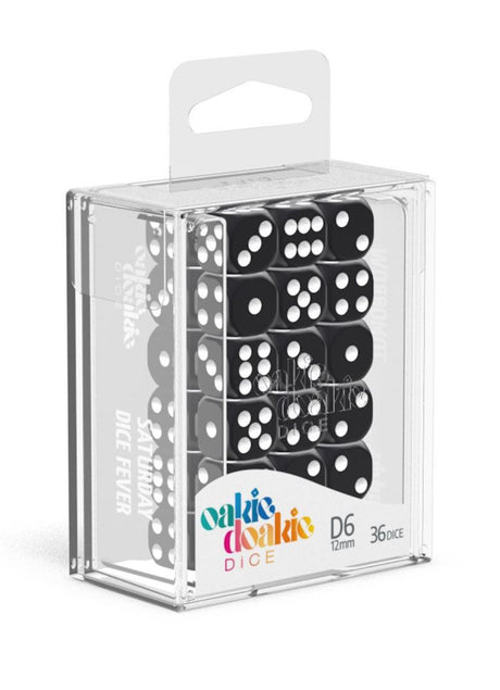 Oakie Doakie Dice W6 Würfel 12 mm Marble - Schwarz (36)