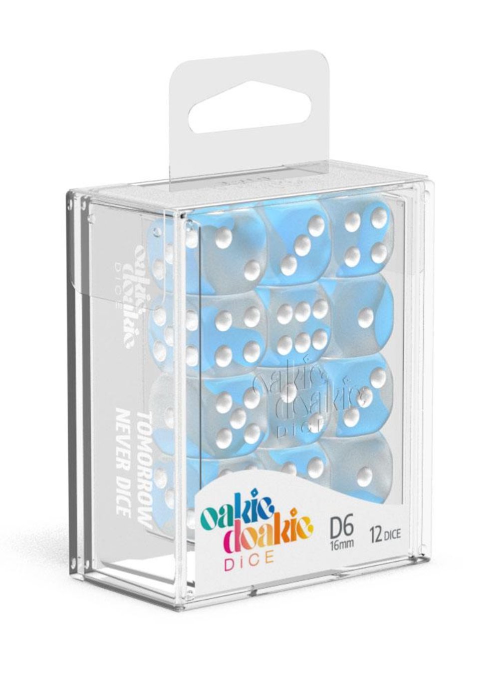 Oakie Doakie Dice W6 Würfel 16 mm Glow in the Dark - Arctic (12)