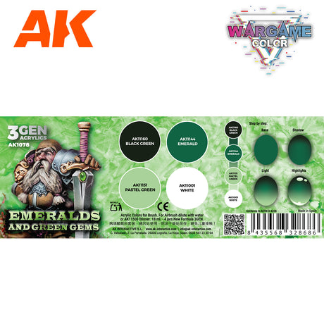 AK Interactive Wargame Color Set. Emeralds And Green Gems
