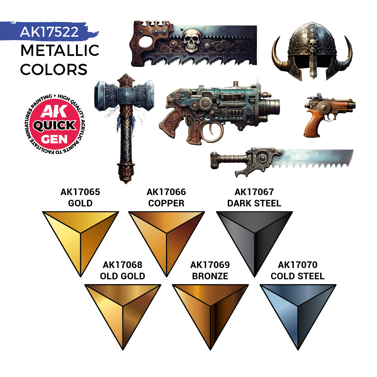 AK Interactive QUICK GEN Metallics Set