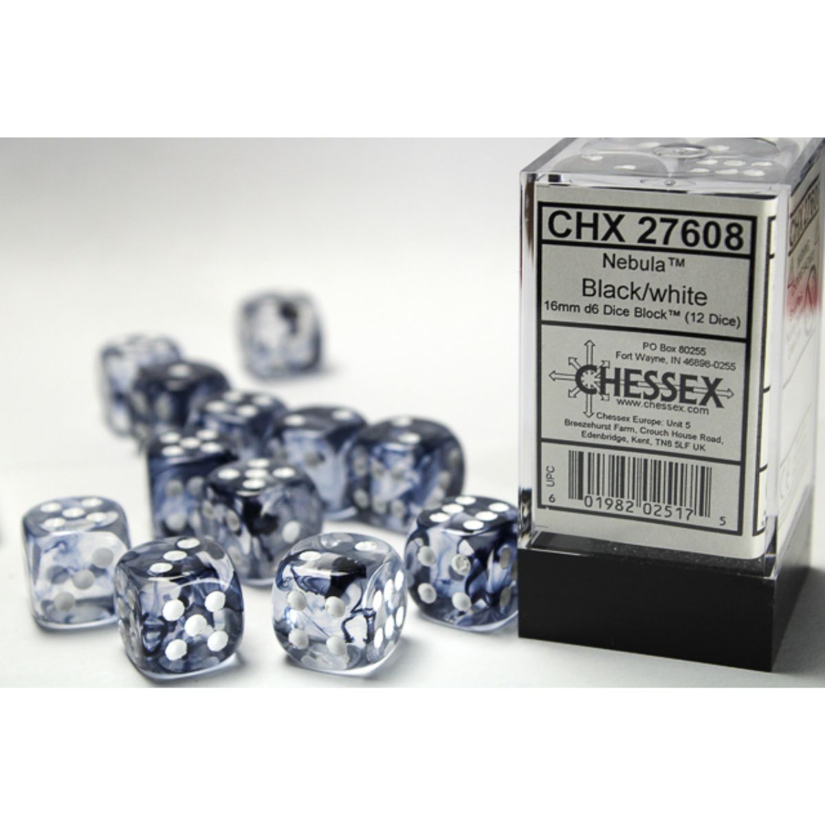 Chessex  16mm D6-Würfel-Set (12) Nebula / Blauregen/Weiß