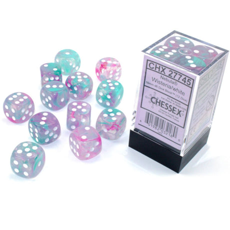 Chessex  16mm D6-Würfel-Set (12) Nebula / Blauregen/Weiß