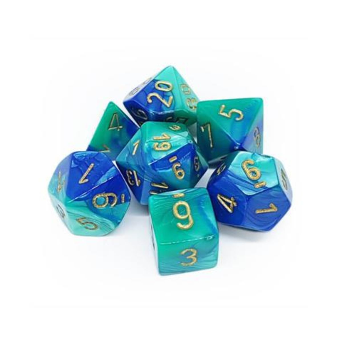Chessex 7-Würfelset Gemini Blau-Türkis/Gold