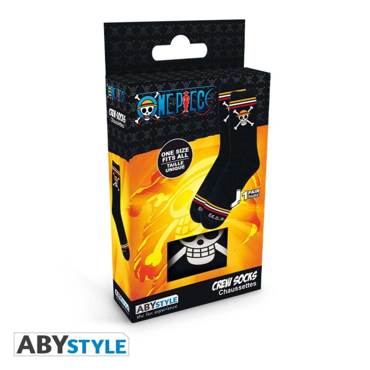 One Piece Socks Black Skull