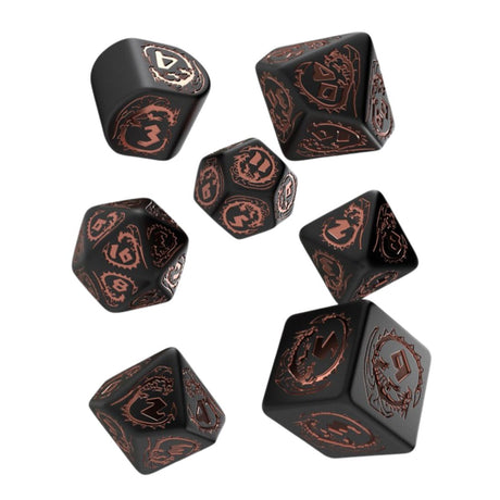 Q-Workshop Dragons Modern Dice Set Obsidian