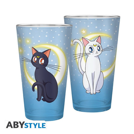 Sailor Moon Large Glass 400ml Luna & Artemis