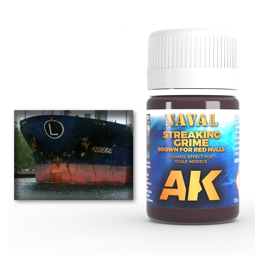 AK Interactive Weathering Effects Brown Streaking Grime for Red Hulls
