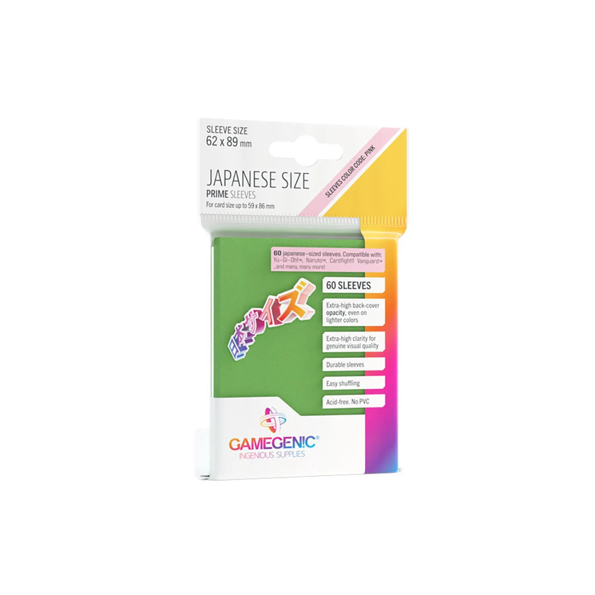 Gamegenic PRIME Japanese Sized Sleeves Grün
