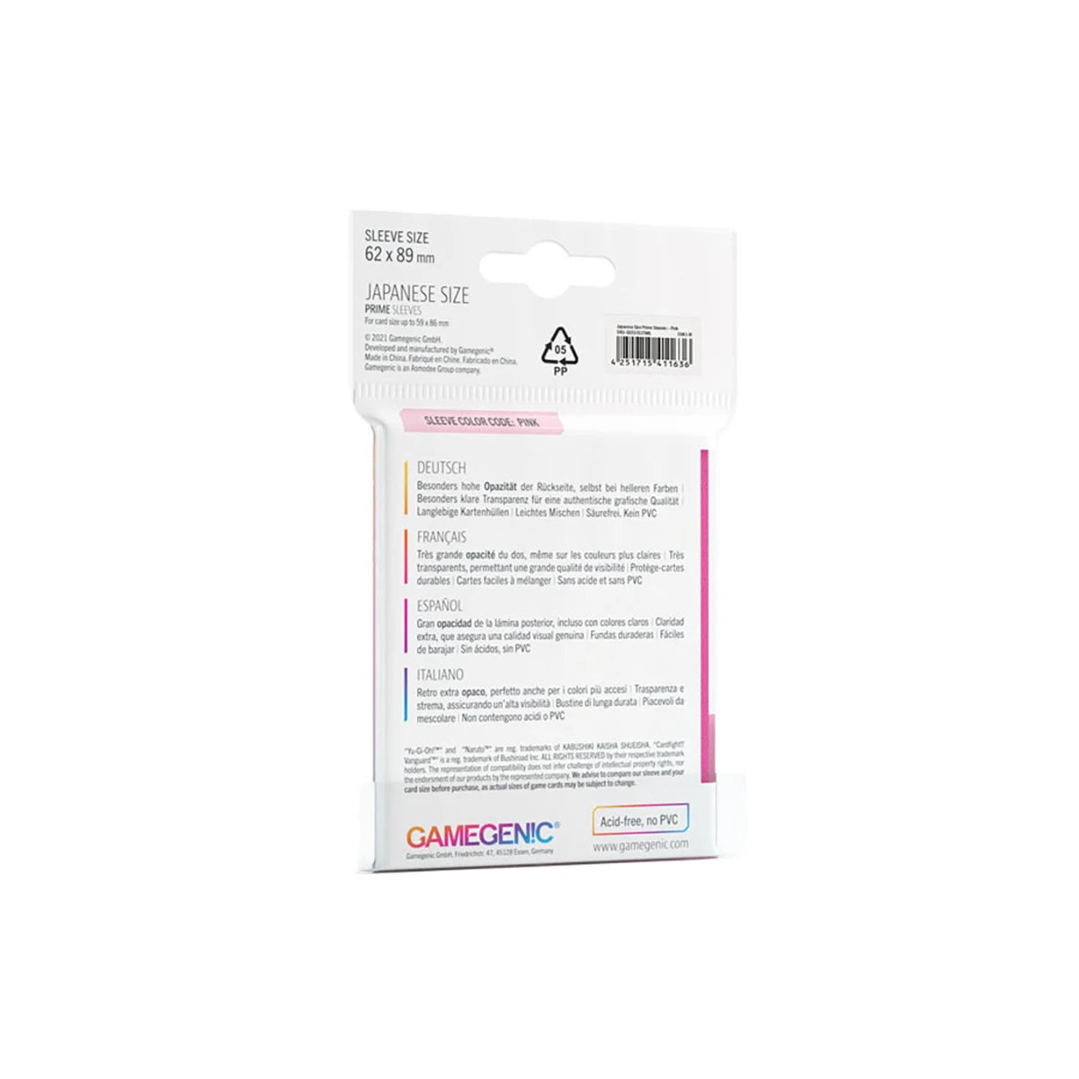 Gamegenic PRIME Japanese Sized Sleeves Pink