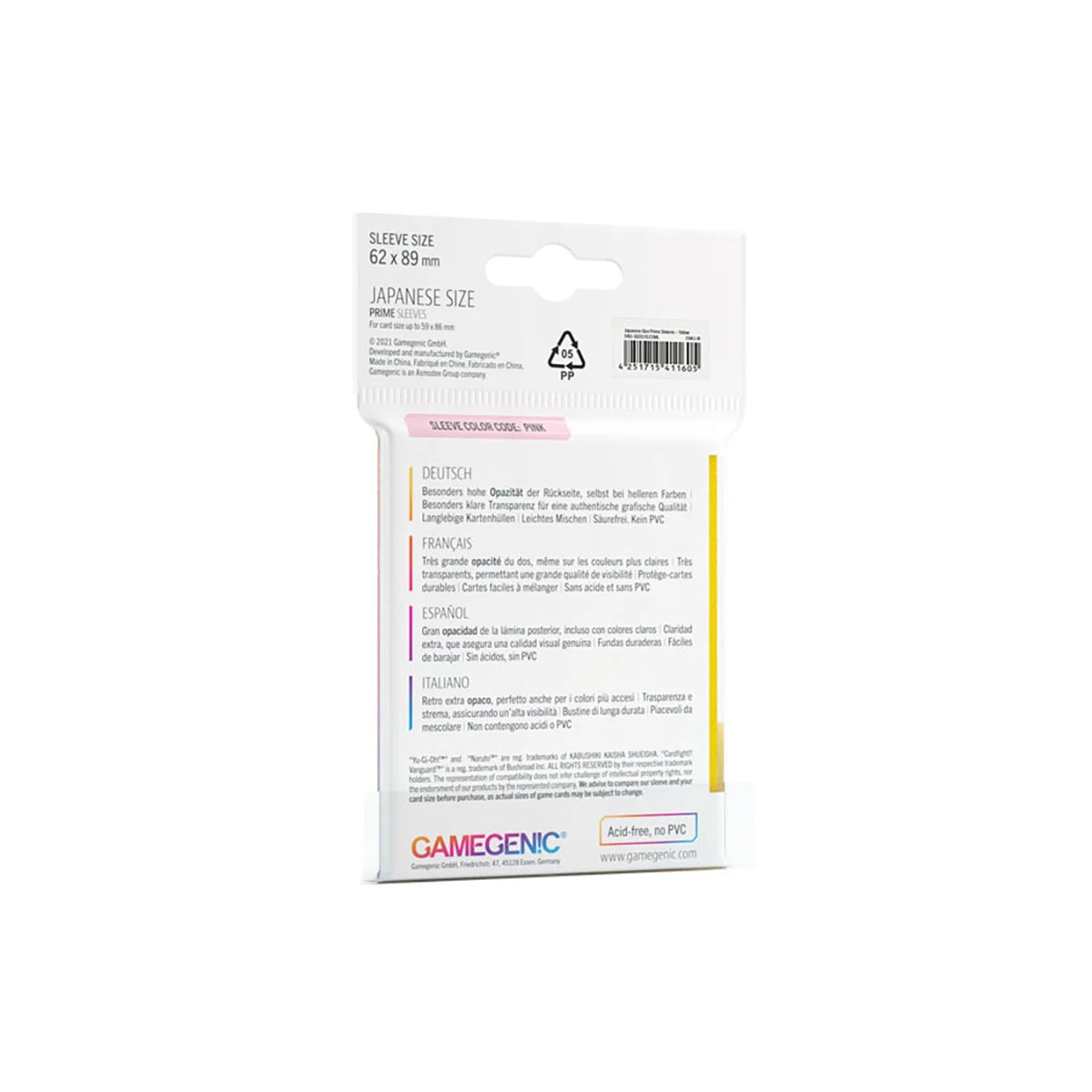 Gamegenic PRIME Japanese Sized Sleeves Gelb